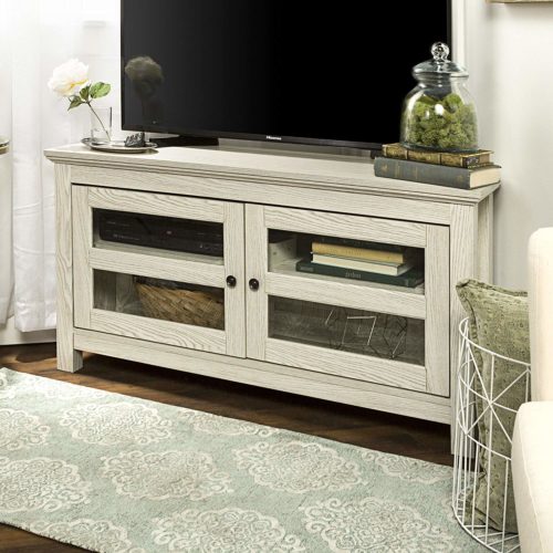 New 44 Inch Wide White Wash Finished Corner Television Stand
