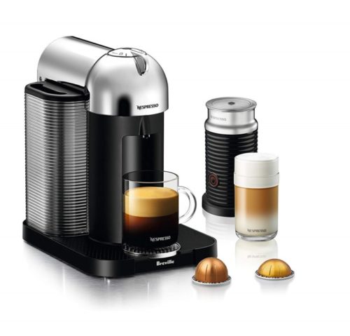 10. Nespresso Vertuo Coffee and Espresso Machine Bundle with Aeroccino Milk Frother by Breville, Chrome