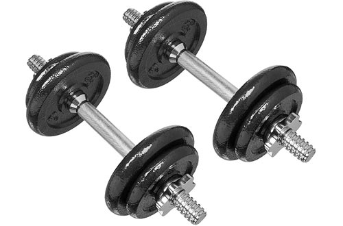 AmazonBasics Adjustable Barbell Lifting Dumbells Weight Set with Case - 38 Pounds, Black