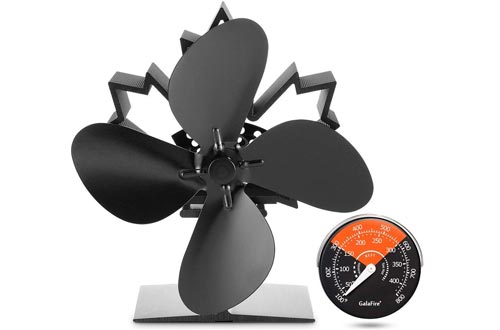 GALAFIRE [ 2 Years ] Heat Powered Wood Stove Fan 122°F Fast Started Fireplace Fan Silent Small Log Burner Fan + Thermometer