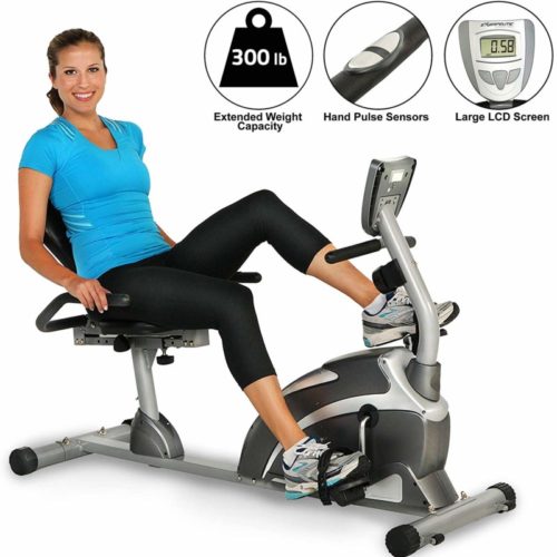 EXERPEUTIC 900XL 300 lbs. Weight Capacity Recumbent Exercise Bike with Pulse