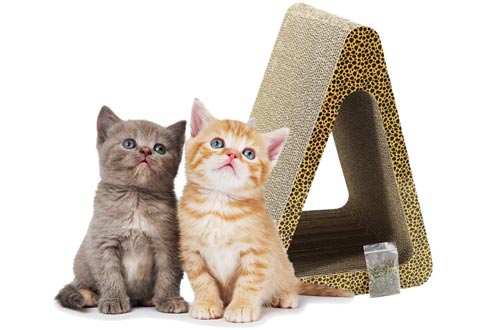 ZENEZ Cat Scratching Posts, 3-Sided Vertical Cat Scratcher Scratching Board Triangle Angles Cardboard