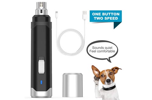 oneisall Dog Nail Grinder - Upgraded 2 Speed Quiet USB Rechargeable Professional Pet Nail Trimmer Paws Grooming & Smoothing Claw Care