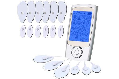 2021 Latest Upgrade Version Dual Channel Rechargeable TENS Unit Muscle Stimulators Electronic Pulse Massager with 16 Modes and 12 Pads Portable Smart Electro Pain Relief Machine