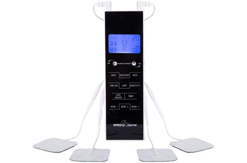 Easy@Home Deluxe TENS Unit Muscle Stimulator, Backlit LCD Display, Soft Touch Keypad Electronic Pulse Massagers