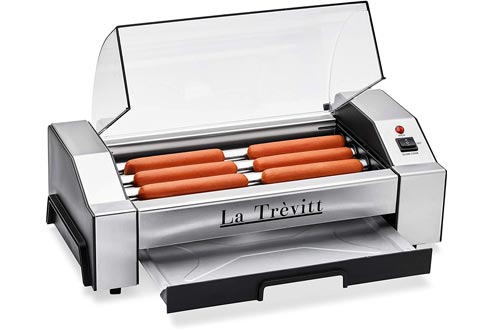 La Trevitt Hot Dog Rollers- Sausage Grill Cooker Machine- 6 Hot Dog Capacity - Commercial and Household Hot Dog Machine for Family Use