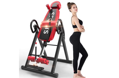 Bigzzia Gravity Heavy Duty Inversion Table with Headrest & Adjustable Protective Belt Back Stretcher Machine for Pain Relief Therapy