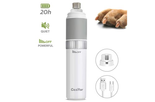 Casifor Dog Nail Grinders and Clippers Quiet with 20h Working Time Professional Pet Nail Trimmer Stepless Speed Regulation Pet Nail Grinders Eelectric Nail File for Large Medium Small Dogs and Cats