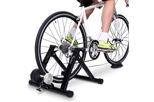 Sportneer Bike Trainer Stand Steel Bicycle Exercise Magnetic Stand with Noise Reduction Wheel for Road Bike