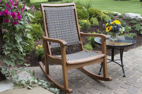  Outdoor Interiors Resin Wicker and Eucalyptus Rocking Chair