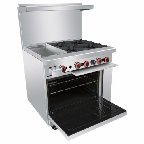 Commercial 36’’Gas 4 Burner Range With Griddle and Standard Oven - Kitma Heavy Duty Natural Gas Cooking Performance Group for Kitchen Restaurant, 148,000 BTU