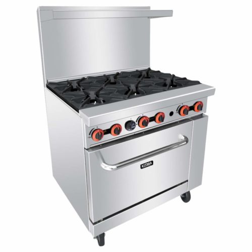 Heavy Duty 36’’Gas 6 Burner Range With Standard Oven - Kitma Natural Gas Cooking Performance Group for Kitchen Restaurant, 177,000 BTU