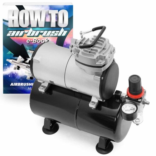 PointZero 1/5 HP Airbrush Compressor - Portable Quiet Hobby Oil-Less Air Pump with Tank