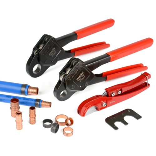 IWISS Combo Angle Head PEX Pipe Crimping Tool Kits Used for 1/2" & 3/4" Pex Crimp with Go/No-Go Gauge with PEX Pipe Cutters suits All US F1807 Standards