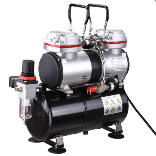 AW Pro 1/3 HP Twin-Cylinder Airbrush Compressor 3-7 Bar 3.5L Air Tank for Decorating Body Art