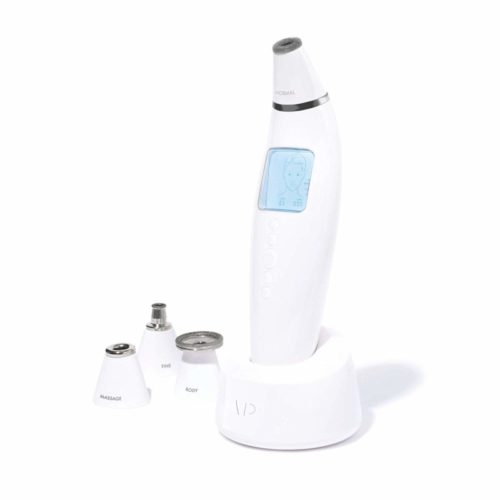Vanity Planet Exfora Microdermabrasion Wand - Helps to Prevent Acne, Blackheads, Spots, Inflammation - LED Display, 4 Interchangeable Heads, Dual Charging Mode, Facial Cleanser for All Skin Types