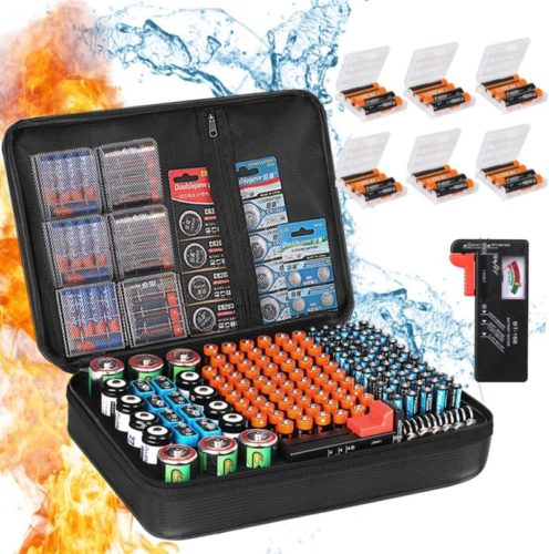 Battery-Organizer-Storage-Box-Fireproof-Waterproof-Explosionproof-Carrying-Batteries-CaseZesGood-Battery-Storage-Organizer-with-TesterSafe-Holds-200Batteries-Not-Includes-Batteries
