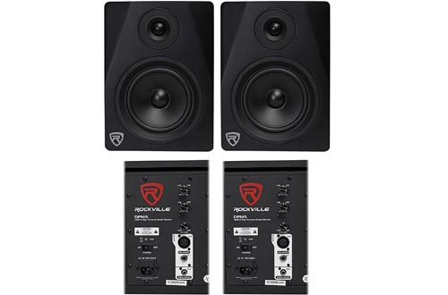(2) Rockville DPM5B Dual Powered 5.25" 300 Watt Active Studio Monitor Speakers