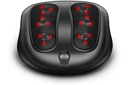 Nekteck Foot Massagers with Heat, Shiatsu Heated Elecric Keading Foot Massagers Machine for Planter Fasciitis, Built in Infrared Heat Function and Power Cord - Black