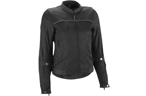 Highway 21 Aira Mesh Women's Motorcycle Jackets W/CE Armors/Reflective Piping/Water Resistant Liner Black Size XS