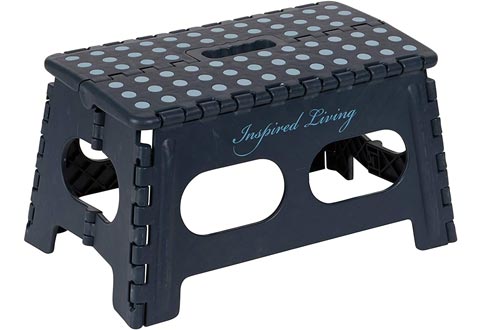Inspired Living Folding Step Stools Heavy Duty, 9" High/x-Wide, NAVY BLUE