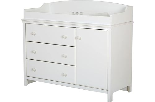 South Shore Furniture 3250333 South Shore Convertible Changing Tables with Storage Drawers and Removable Changing Station, Pure White