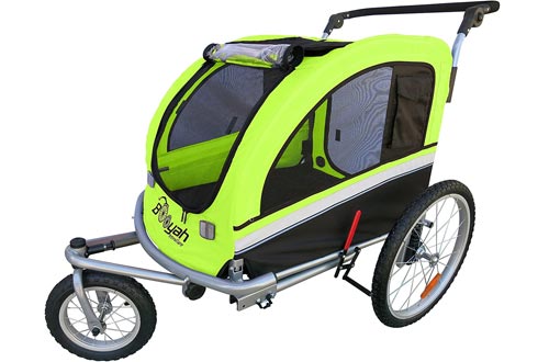 Booyah Large Pet Bike Trailer Dog Stroller & Jogger with Shocks MB - Green