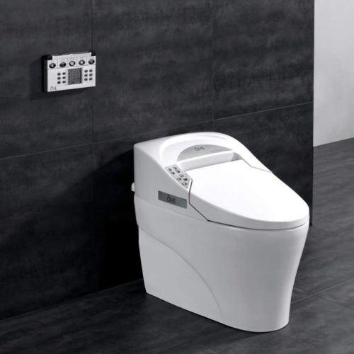 Ove Decors SMART TOILET Single Flush System and Heated Seat with Remote Control, White