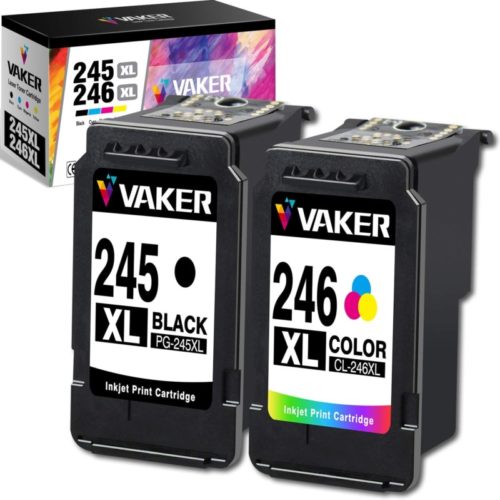 VAKER Remanufactured Ink Cartridge Replacement for Canon PG-245XL CL-246XL PG-243 CL-244 Compatible with Canon PIXMA MX492 MX490 IP2820 MG2420 MG2522 MG2920 MG2922 MG3022 TS302 (1 Black, 1 Tri-Color)