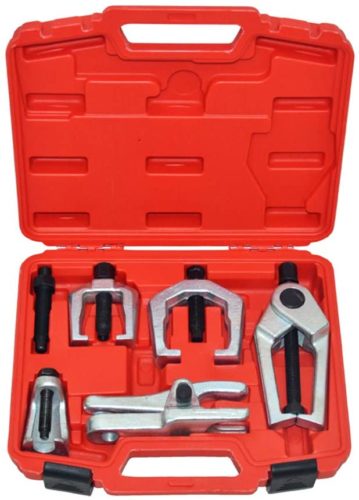A ABIGAIL Front End Service Tools Set 5pcs Ball Joint Separator for Pitman Arm Tie Rod Puller with Red Suitcase Universal Use