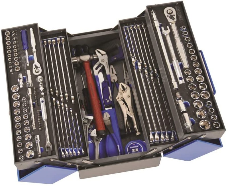 KINCROME Home and Auto Repair Mechanics Tool Kit with Cantilever Tool Box - 164 Piece