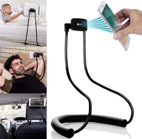 GoWith Magnetic Tablet & Cell Phone Holder, Universal Mobile Phone Stand, Lazy Bracket for Table, Bed, Car & Bike, Adjustable Rotating Gooseneck Mount with Flexible, Collapsible and Portable Design