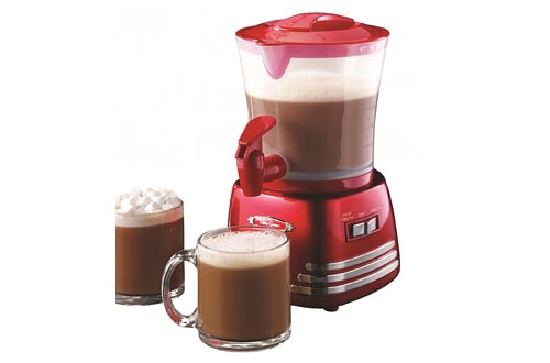 Nostalgia HCM700RETRORED Retro 32-Ounce Hot Chocolate, Milk Frother, Cappuccino,Latte Makers and Dispenser
