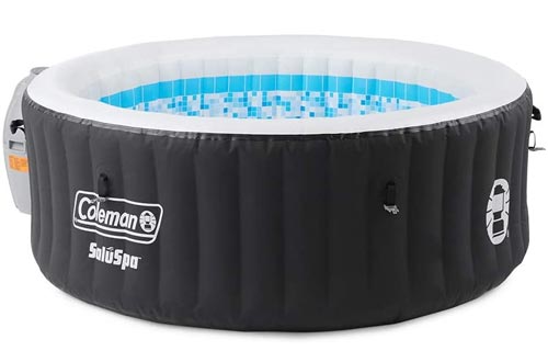 Coleman SaluSpa Portable 4 Person Outdoor Inflatable Hot Tubs Spa with 60 AirJets and Pump, Black