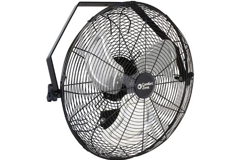 Comfort Zone CZHVW18 High-Velocity Industrial 3-Speed 18-inch Wall-Mount Fans with Aluminum Blades and Adjustable Tilt