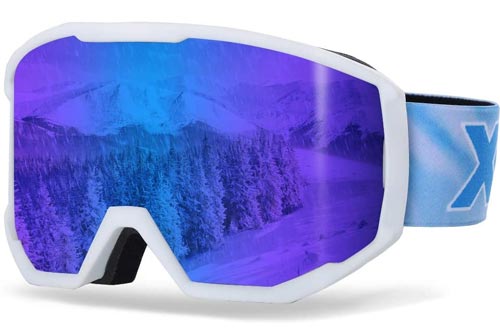 XR Ski Snowboard Goggles Anti-Fog UV Protection HD Cylinder Lens Over Glasses Non-Slip Strip Snow Goggles for Men&Women