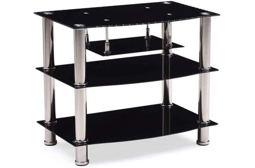 Hodedah Four Shelve Tempered Glass TV Stands, Accommodates TV's up to 32", Black