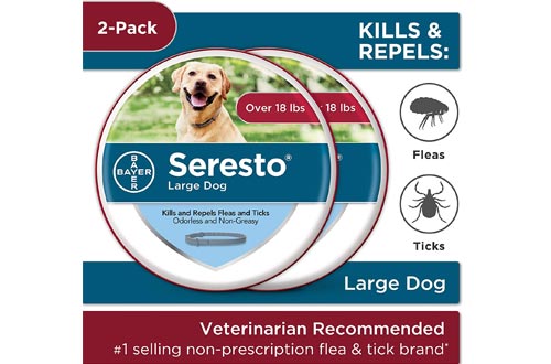 Bayer Animal Health Seresto Flea and Tick Collars for Dogs, 8-Month Tick and Flea Control for Dogs Over 18 lbs 2-Pack