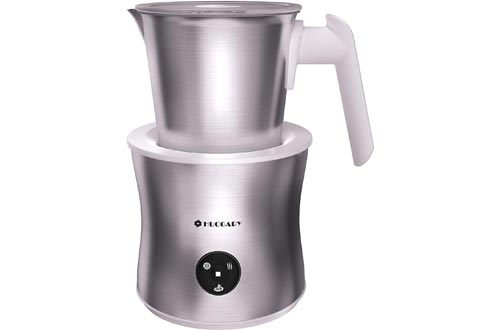 Huogary Milk Frother,4-in-1 Electric Automatic Milk Steamer and Hot Chocolate Makers Machine with Detachable Stainless Steel Milk Jug- Dishwasher Safe, BPA Free