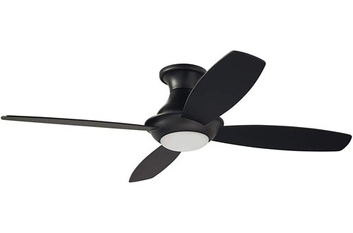Stone & Beam Modern Remote Control Flush Mount Ceiling Fans With Integrated LED Light - 52 x 52 x 11.54 Inches, Black