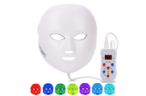 Led Face Masks, NEWKEY Led Light Therapy 7 Color Facial Skin Care Masks - with Clinically Proven Blue & Red Light Treatment Acne Photon Masks - Korea PDT Technology for Acne Reduction/Skin Rejuvenation