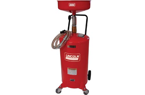 Lincoln 3601 Pressurized 18 Gallon Portable Used Fluid Drains Tank with Adjustable Funnel Height and Fluid Level Indicator