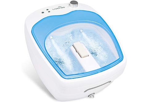 LiveFine Foot Spa w/Adjustable Speed Aqua Air Jets - Home Heated (108°) Baths, Massage Rollers, Bubbles, Pumice Stone