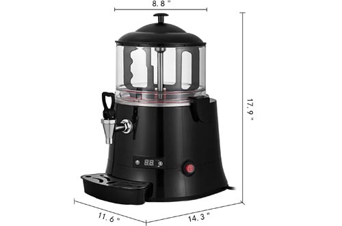Happybuy Commercial Hot Chocolate Machine 400W Chocolate Beverage Dispenser 5 Liter Hot Chocolate Makers and Milk Frother 110V Beverage Dispenser Machine for Restaurants Bakeries Cafes