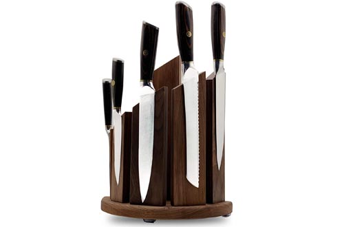 Walnut Wood Magnetic Knife Block, (MKB 749) Made of Real Walnut Wood, Encrusted With Magnets To Beautifully Showcase Your Knives