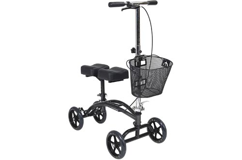 Drive Medical Dual Pad Steerable Knee Walker with Basket, Alternative to Crutches