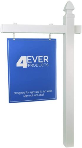 4EVER Vinyl PVC Real Estate Sign Post - White (Single)
