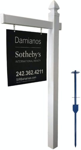 4Ever Products Vinyl PVC Real Estate Sign Post - White - 6' Tall Post
