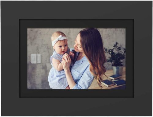 PhotoShare Friends and Family Smart Frame 8" Digital Photo Frame, Send Pics from Phone to Frame, Wi-Fi, 8 GB, Holds Over 5,000 Photos, HD, 1080P, Black/White Mattes, iOS, Android
