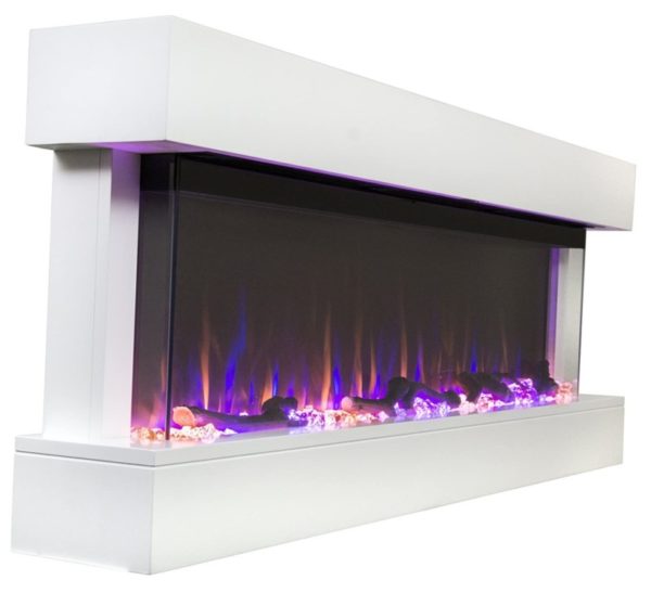 11. White Mantle, Wall Hanging Electric Fireplace